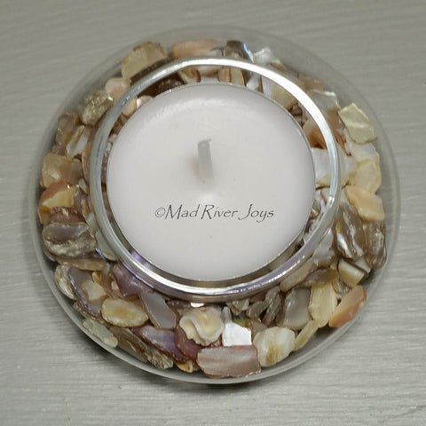 Tea Lights--Non-Floating--Natural Crushed Shell Tea Light Set
