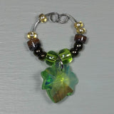 Wine Glass Charms--Glass Crystal Leaf--Light Green Transparent