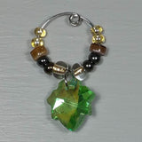 Wine Glass Charms--Glass Crystal Leaf--Gold/Clear