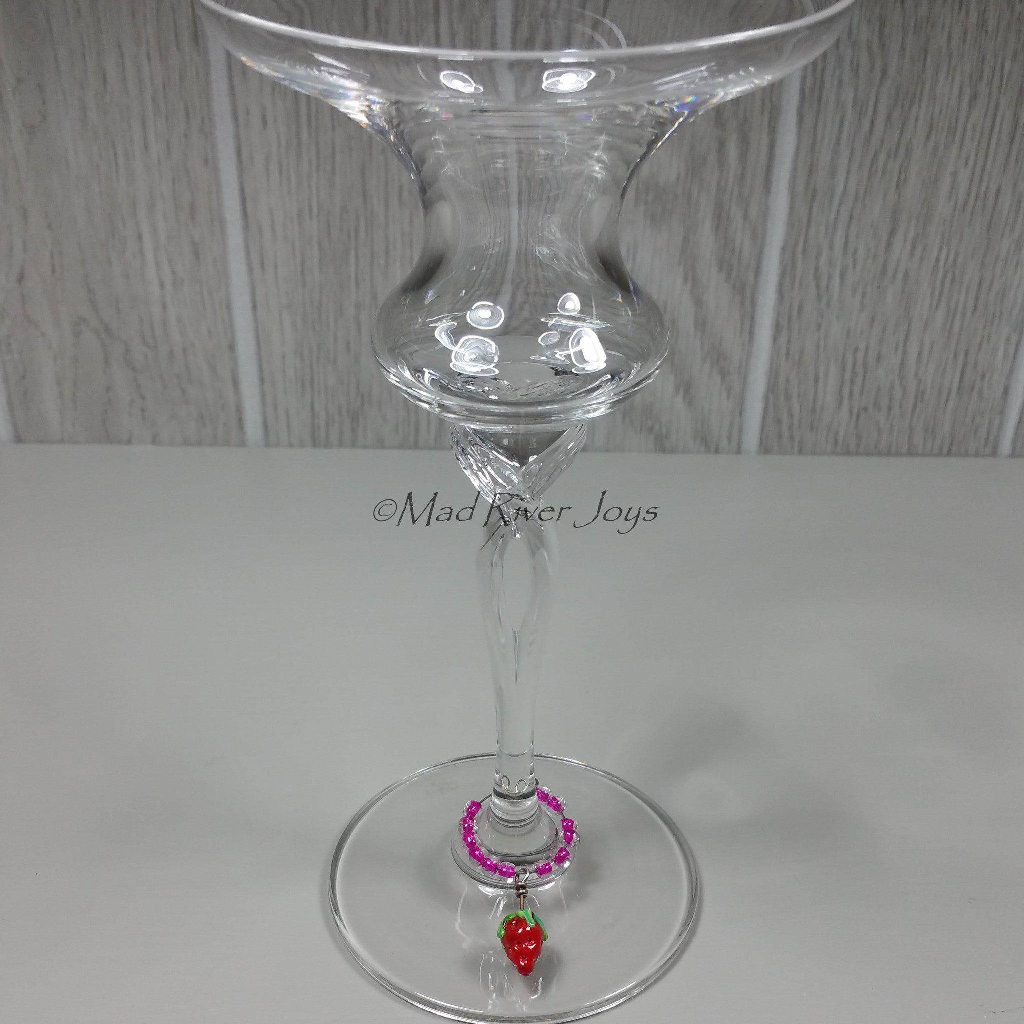 Wine Glass Charms--Lampwork Strawberry--Yellow