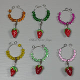Wine Glass Charms--Lampwork Strawberry--Light Pink
