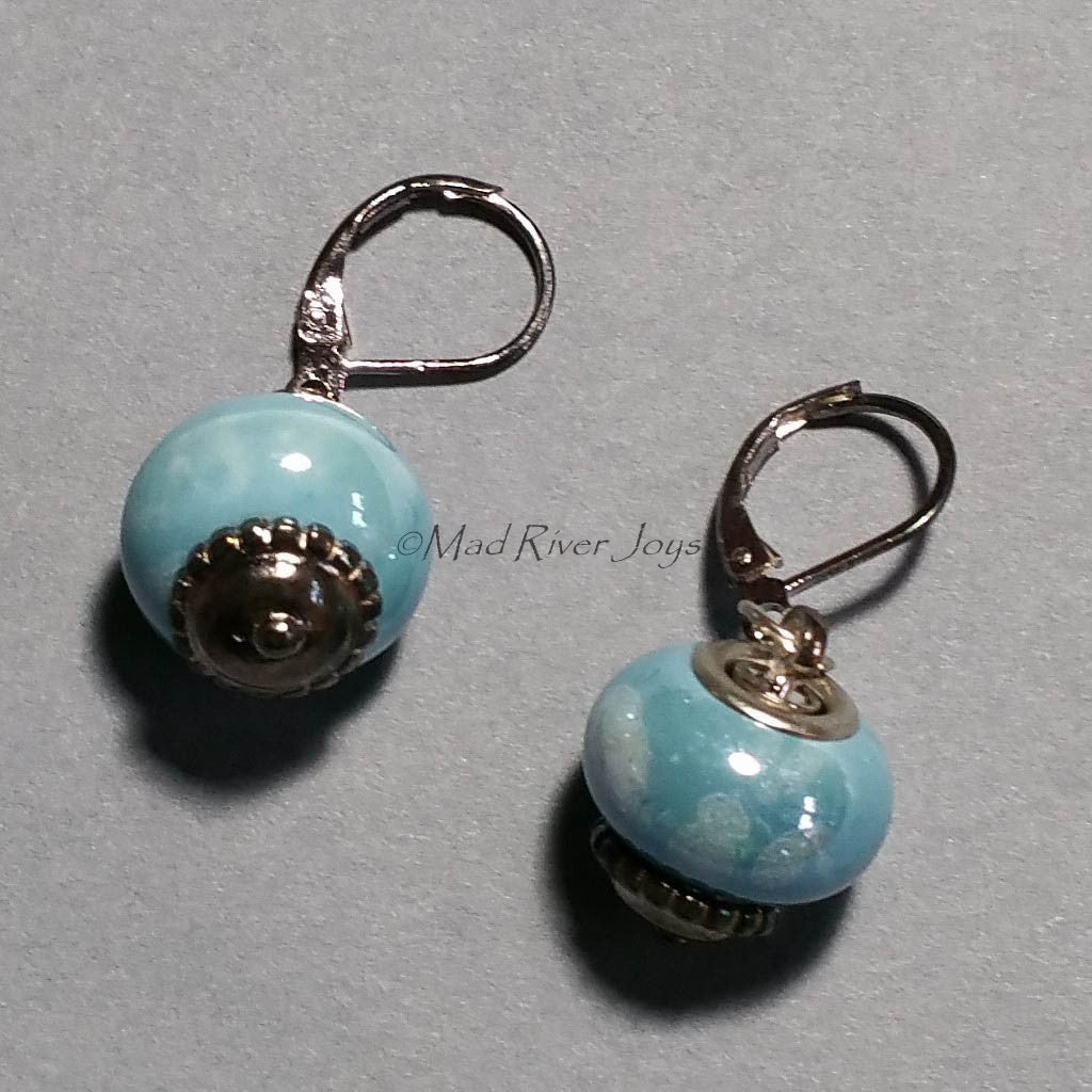 Earrings--Big Bead--Cloud Blue