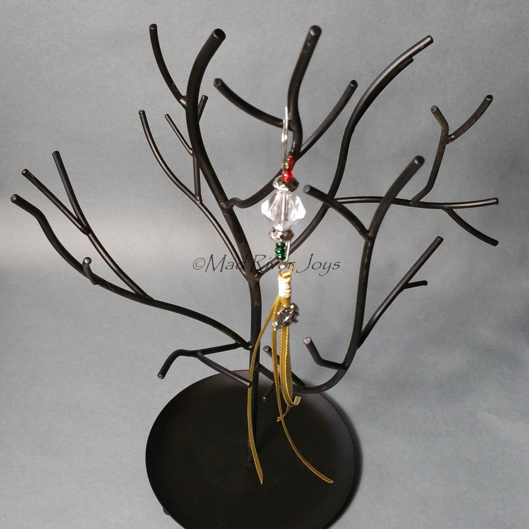 Ornament Hanger--Silver and Acrylic Crystal Christmas--Set of 12