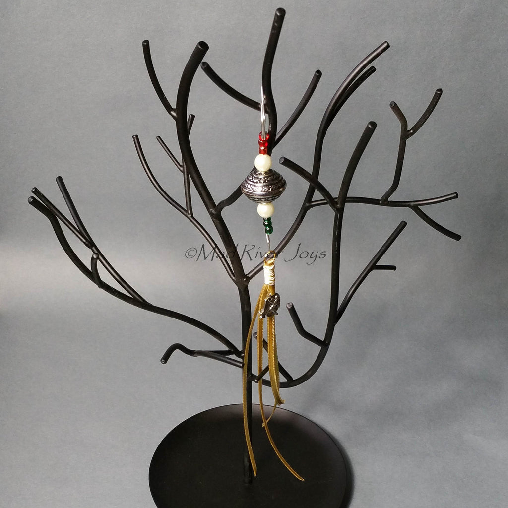 Ornament Hanger--Silver and Glass Pearl Christmas--Set of 4