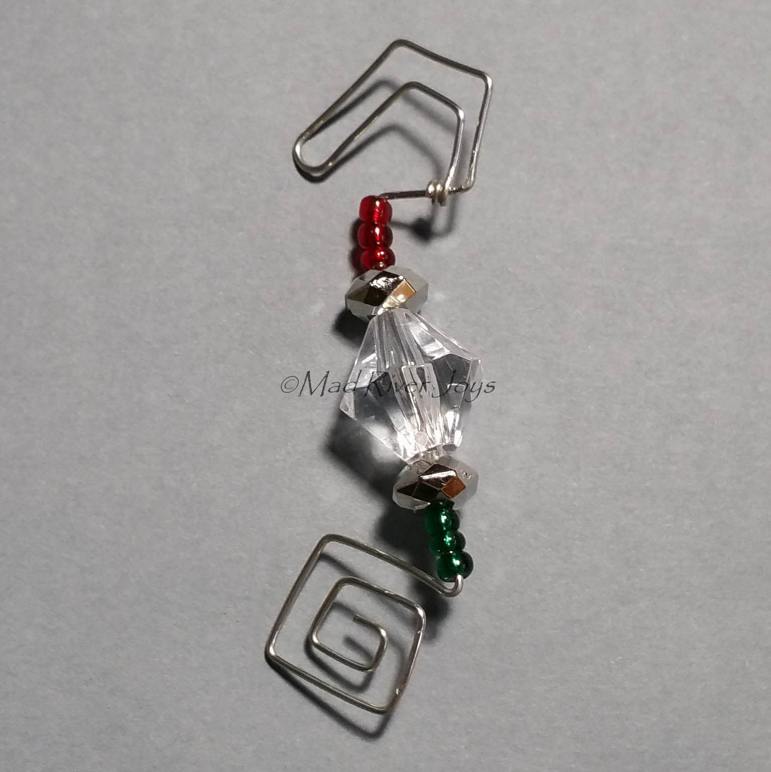 Ornament Hanger--Silver and Acrylic Crystal Christmas--Set of 12
