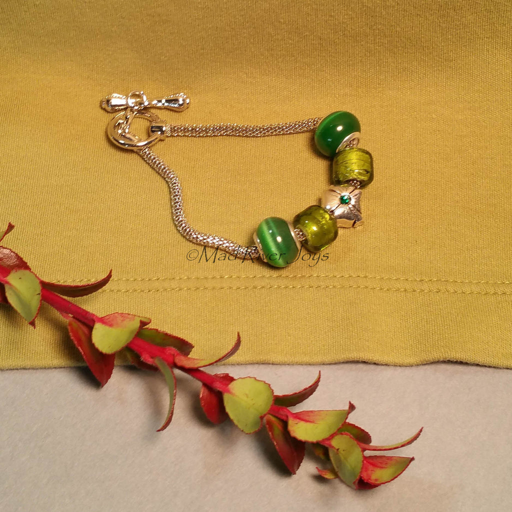 Bracelet--Chain--Shades of Green Shamrock