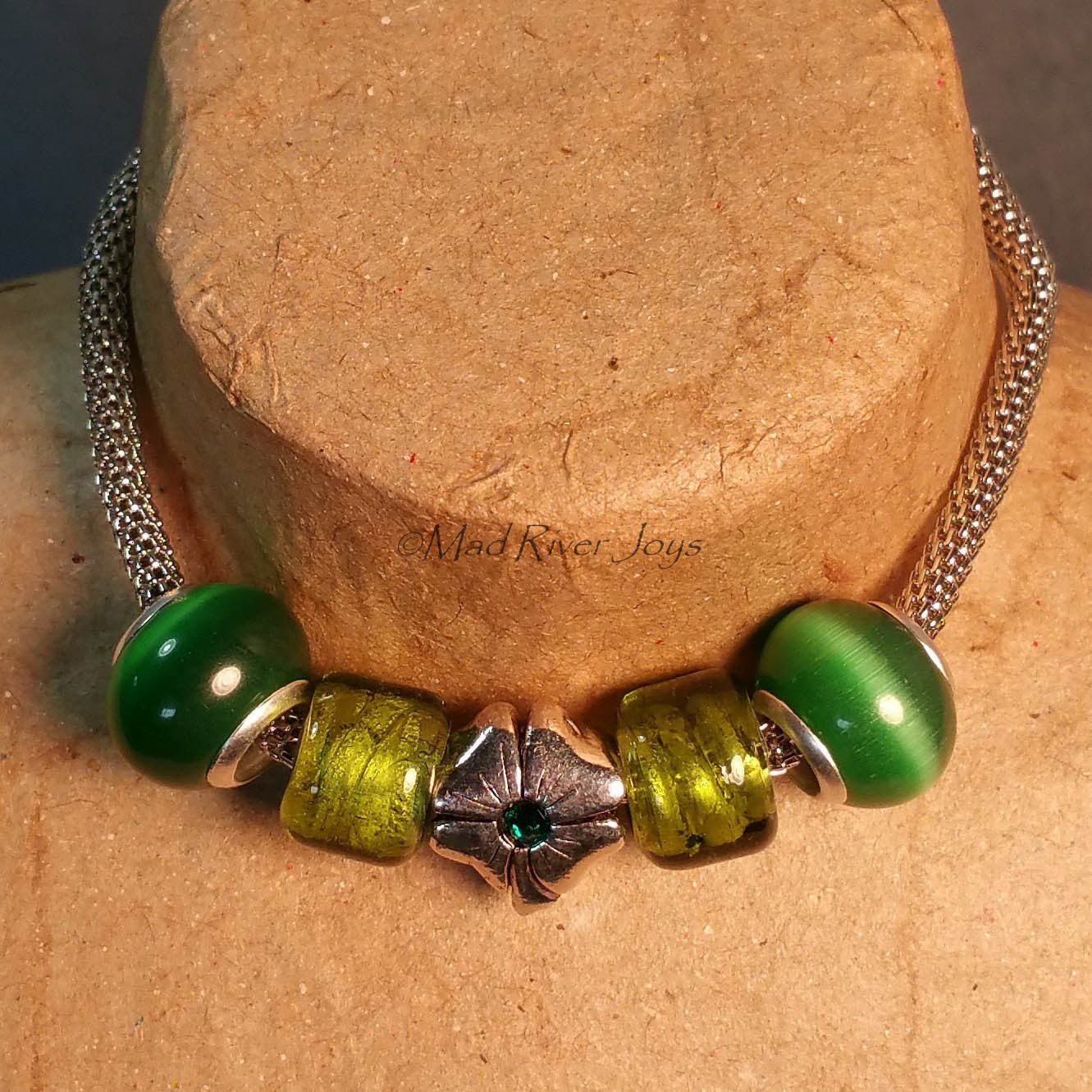 Bracelet--Chain--Shades of Green Shamrock