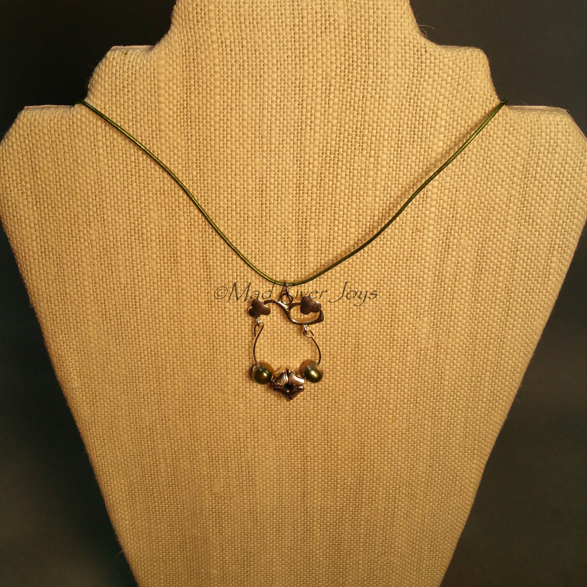 Necklace--Shamrocks and Pearls