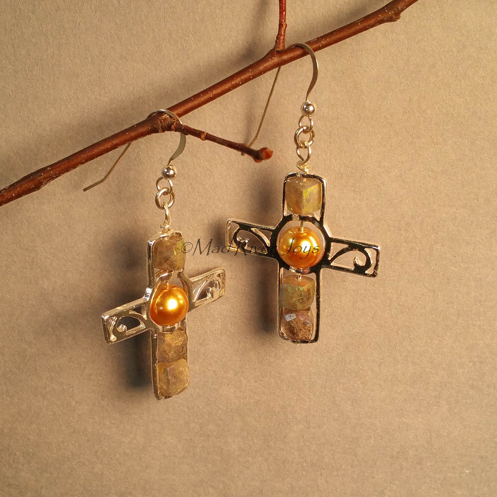 Earrings--Silver Cross--God's Shining Light