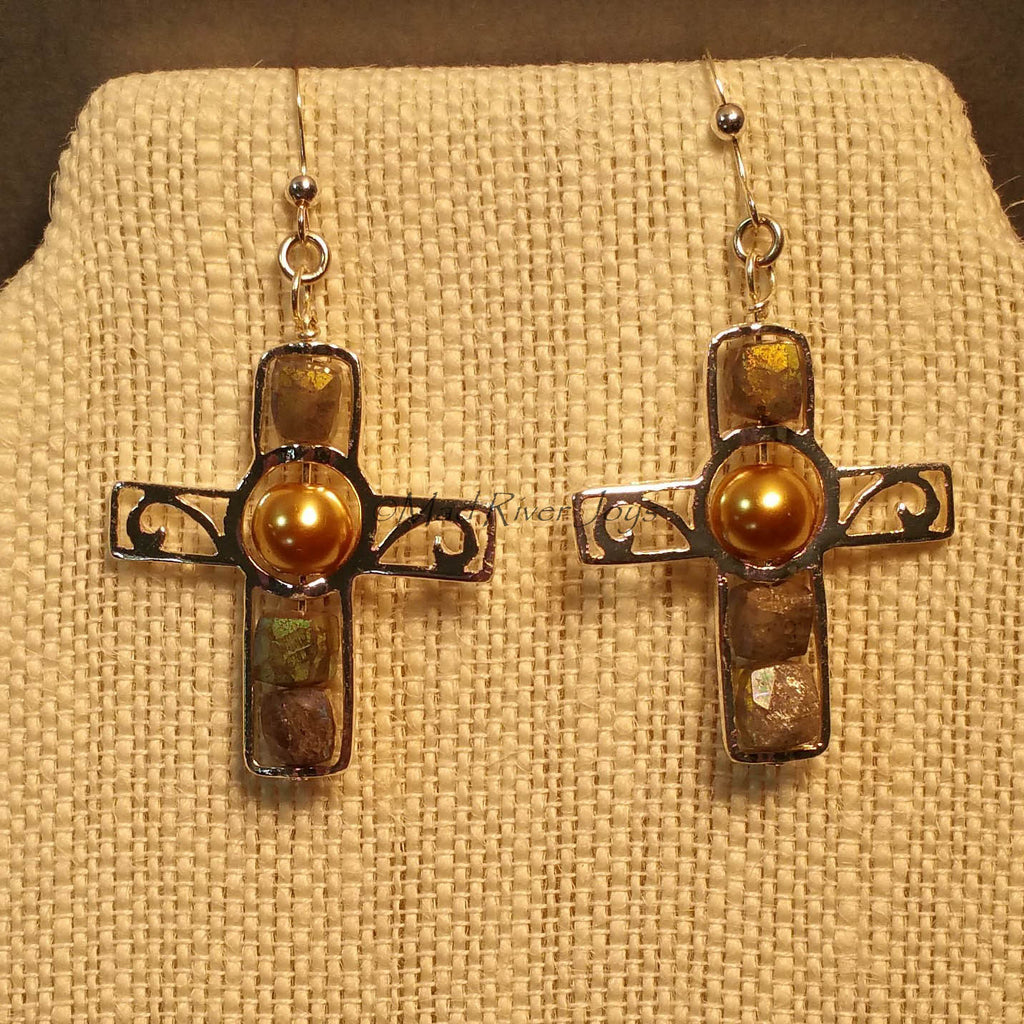 Earrings--Silver Cross--God's Shining Light