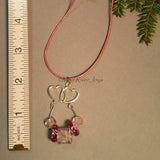 Necklace--Twin Hearts Focal in Pink