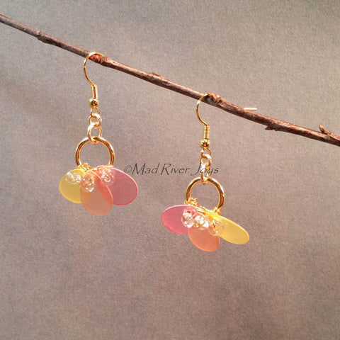 Earrings--Capiz Fan--Orange/Gold