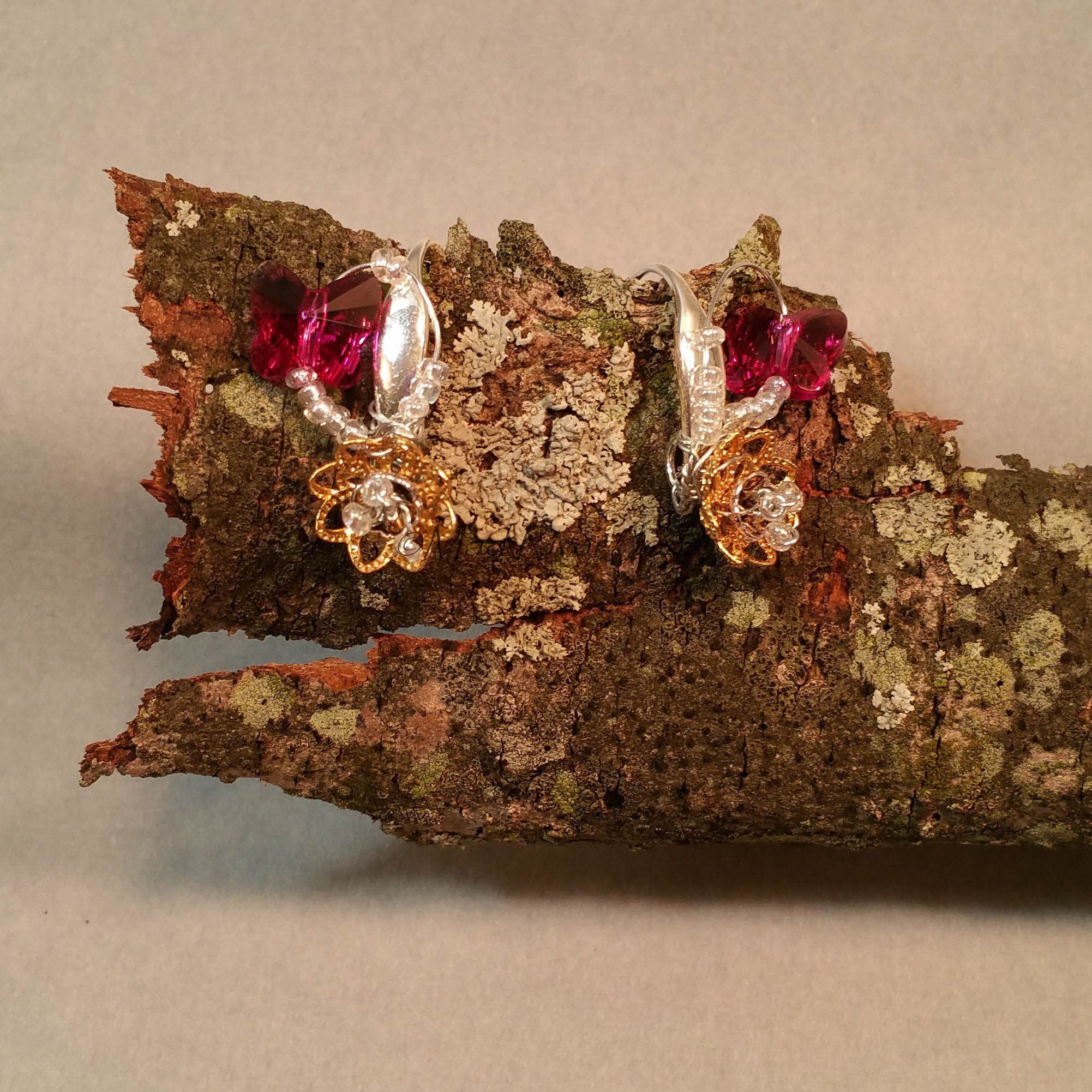 Earrings--Flutterbyes--Fuchsia