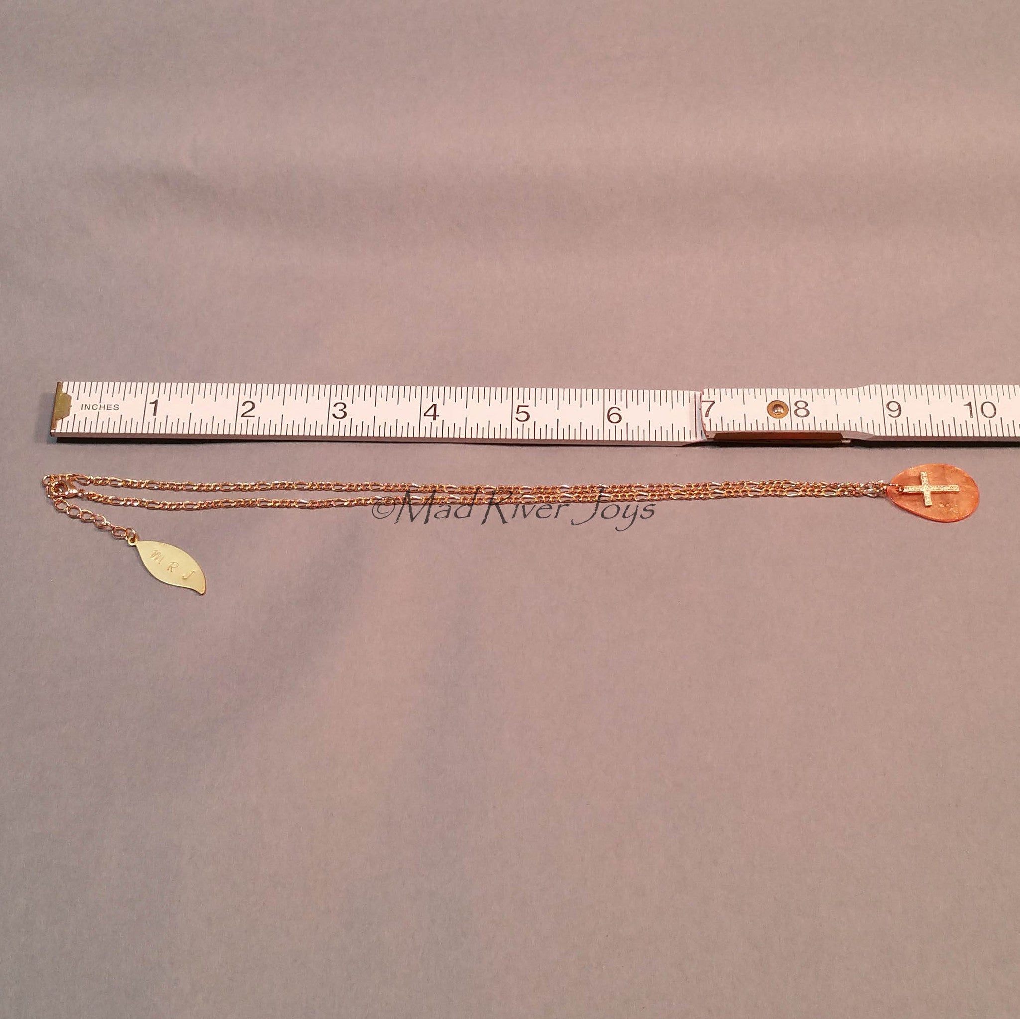 Necklace--Capiz Cross--Orange/Gold