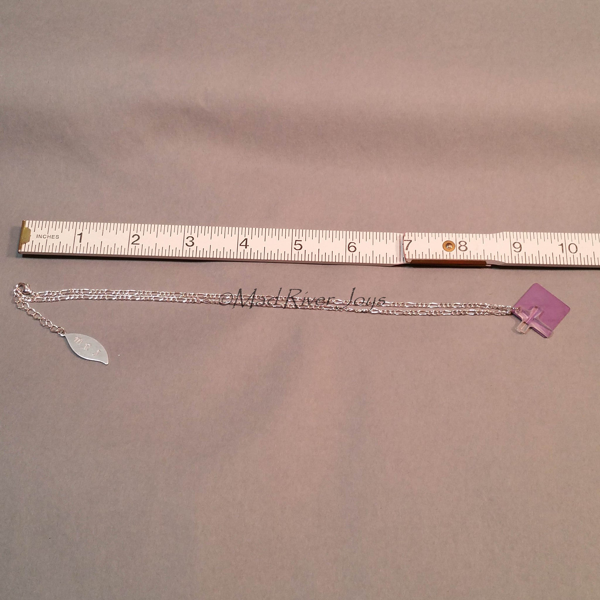 Necklace--Crystal Cross--Purple/Silver