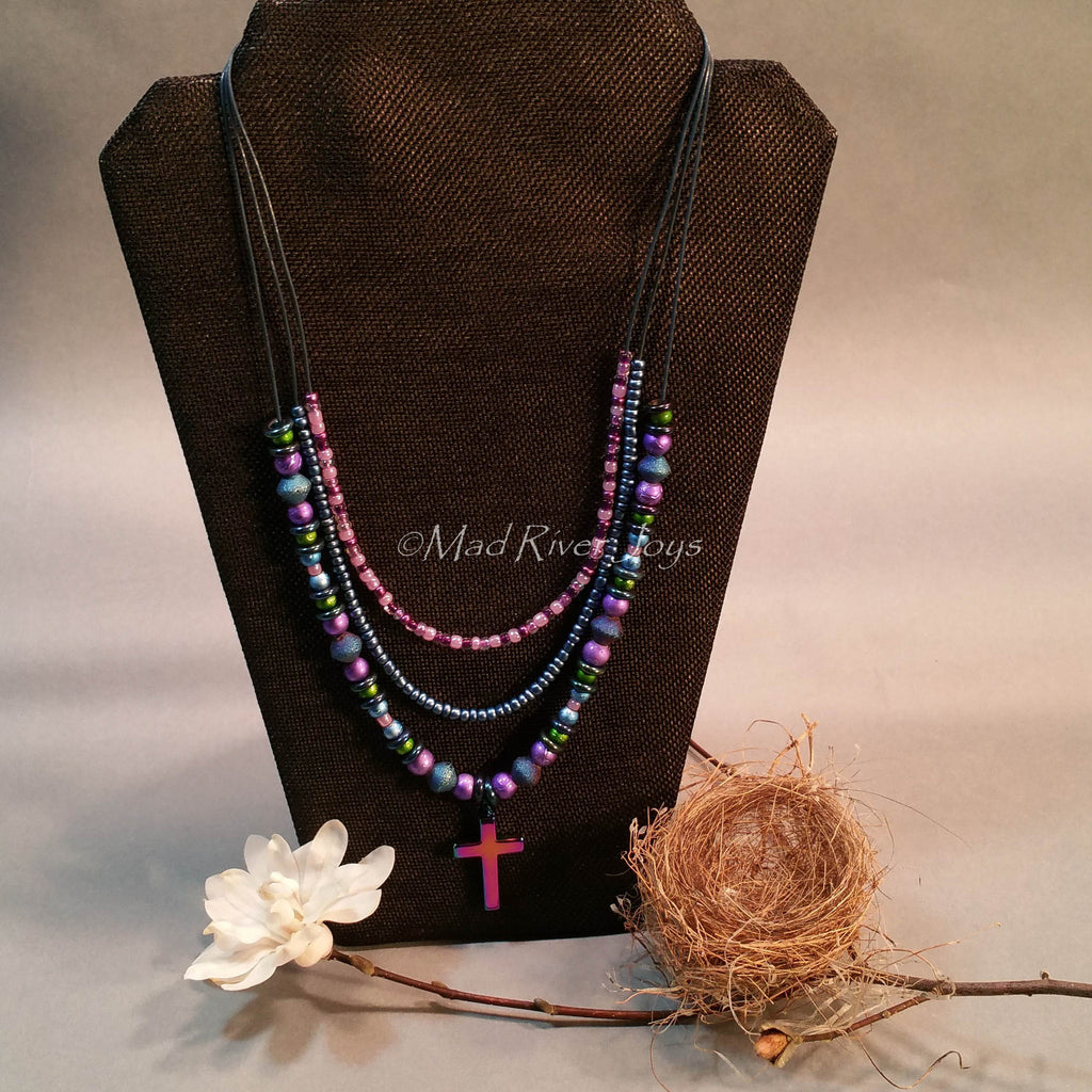 Necklace--Holy Trinity--Blue