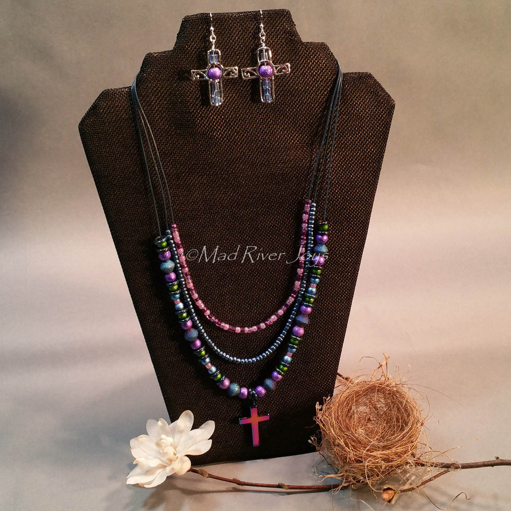 Necklace--Holy Trinity--Blue