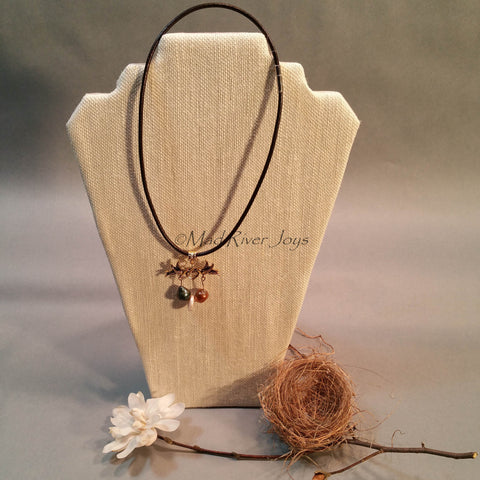 Necklace--Birds & Pearls