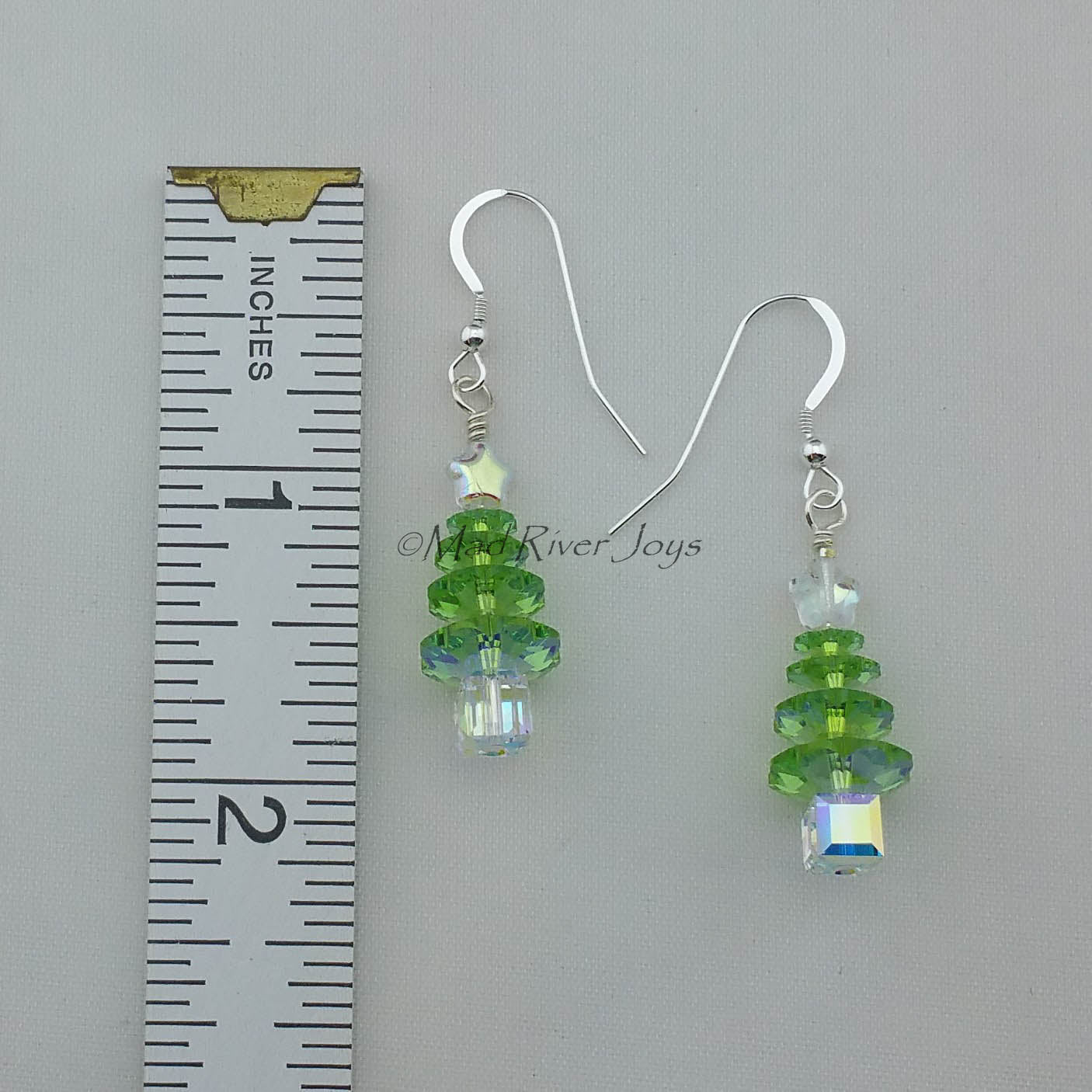 Earrings--Crystal Tree--Peridot Glacier