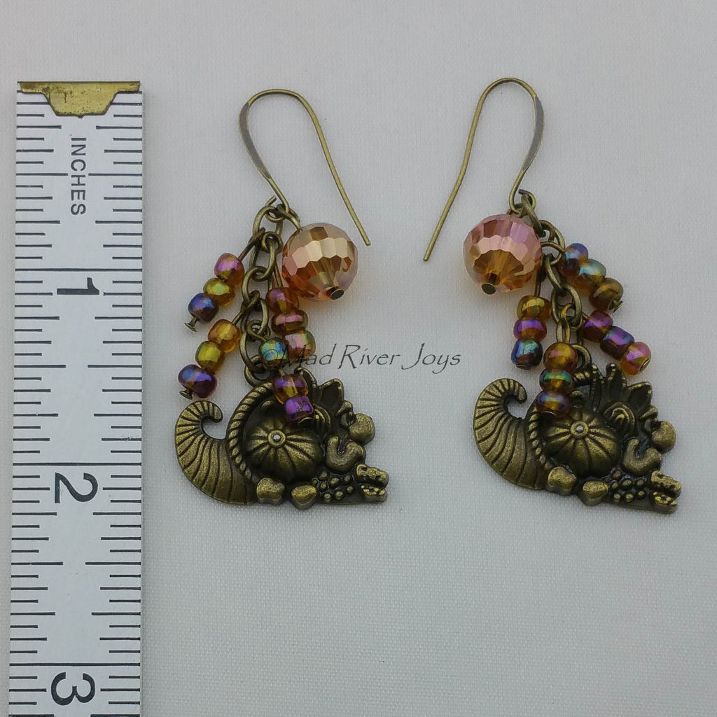 Earrings--Cornucopia--Large Brass