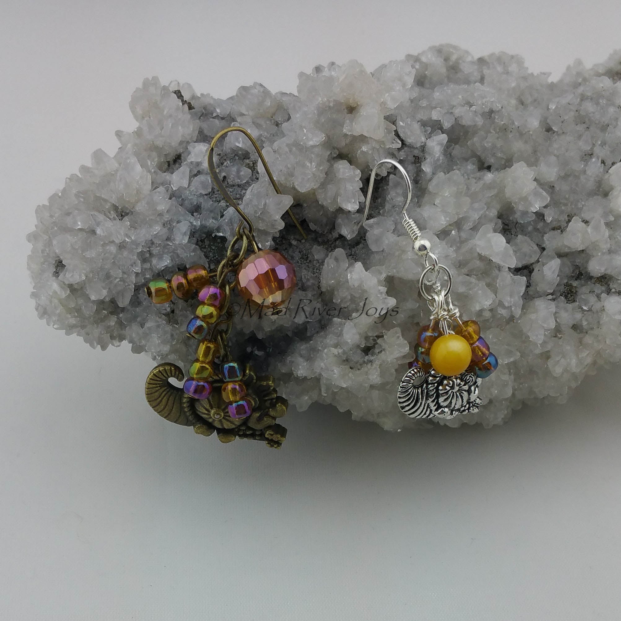 Earrings--Cornucopia--Large Brass