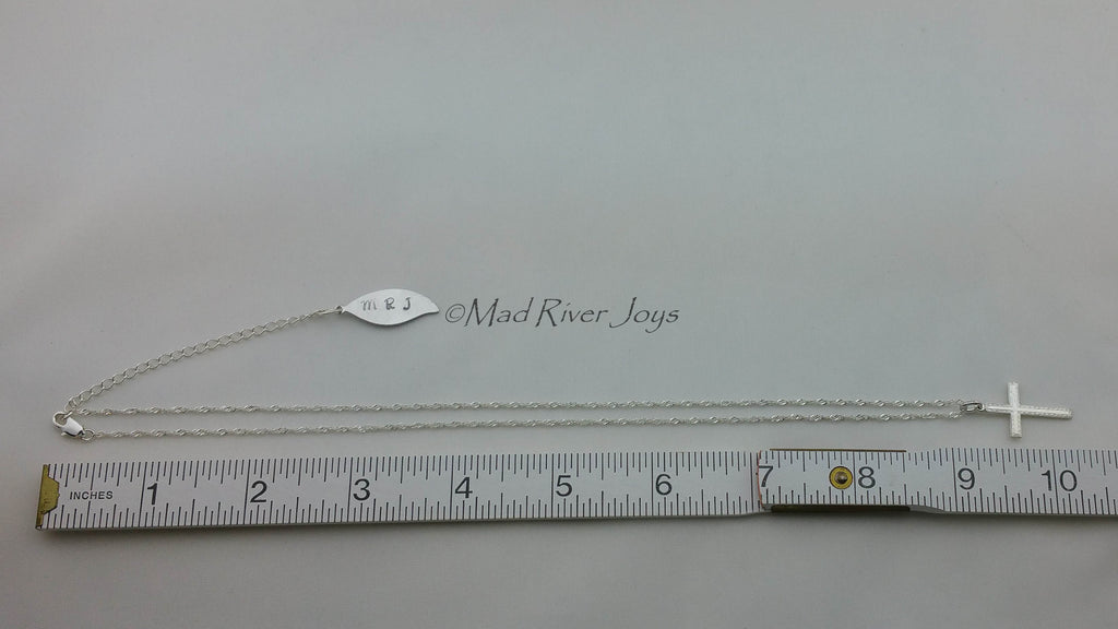 Necklace--Cross--Textured Silver