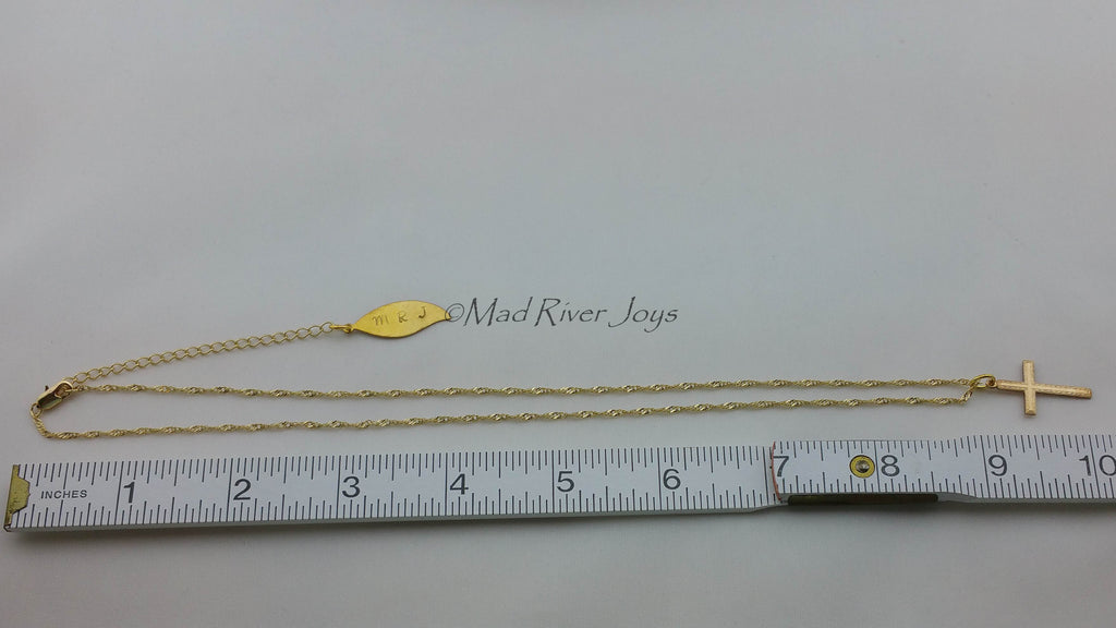 Necklace--Cross--Textured Gold