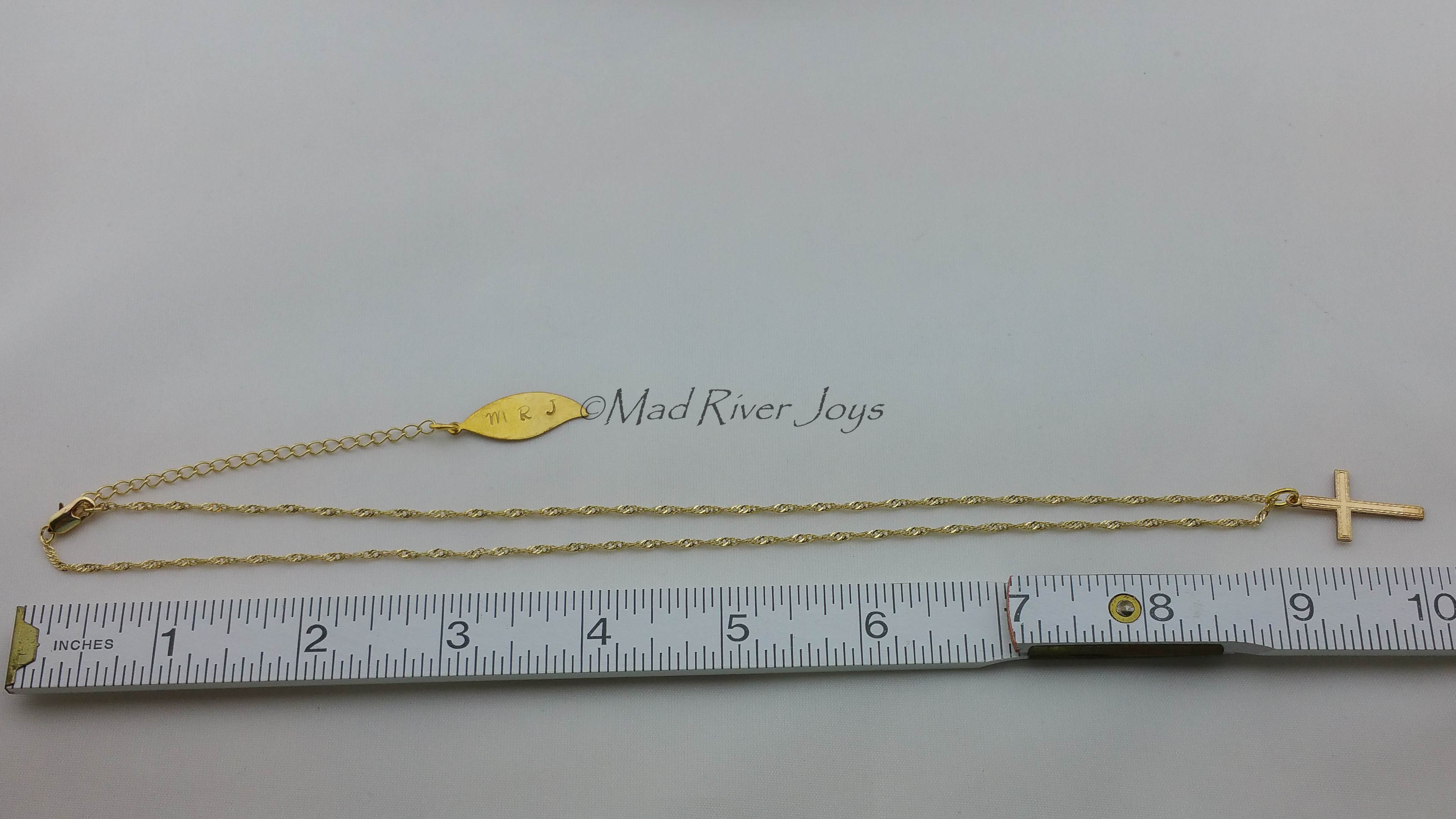 Necklace--Cross--Textured Gold