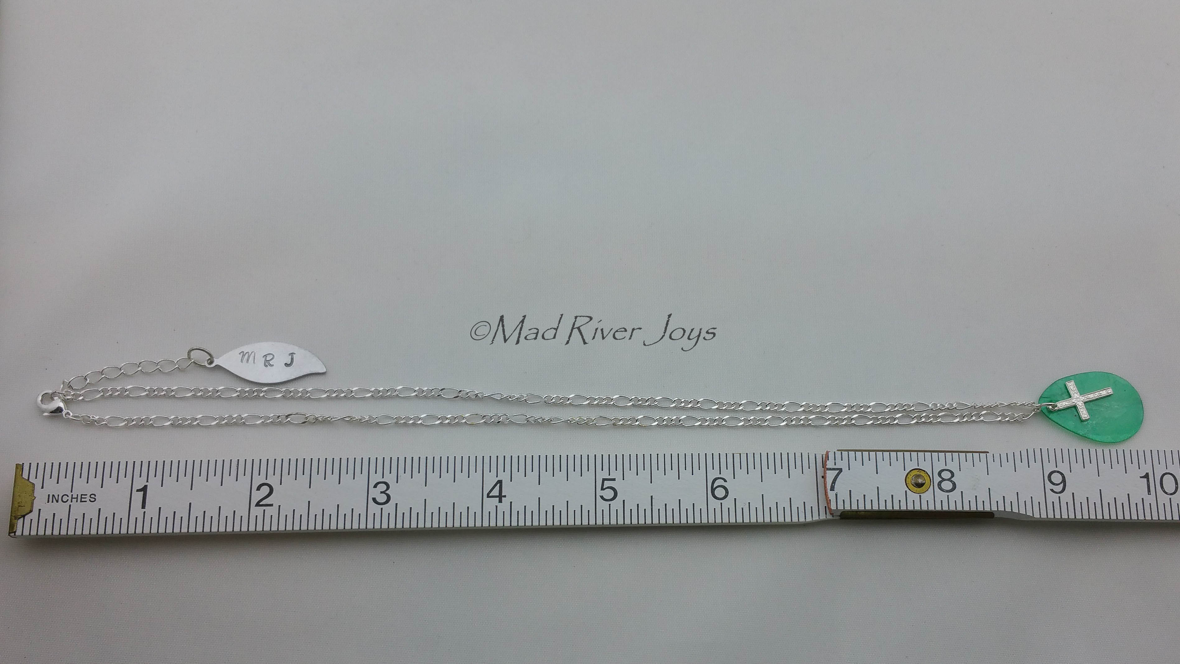 Necklace--Capiz Cross--Green/Silver