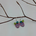 Earrings--Sugar Skull--Hot Pink w/Flower Beads