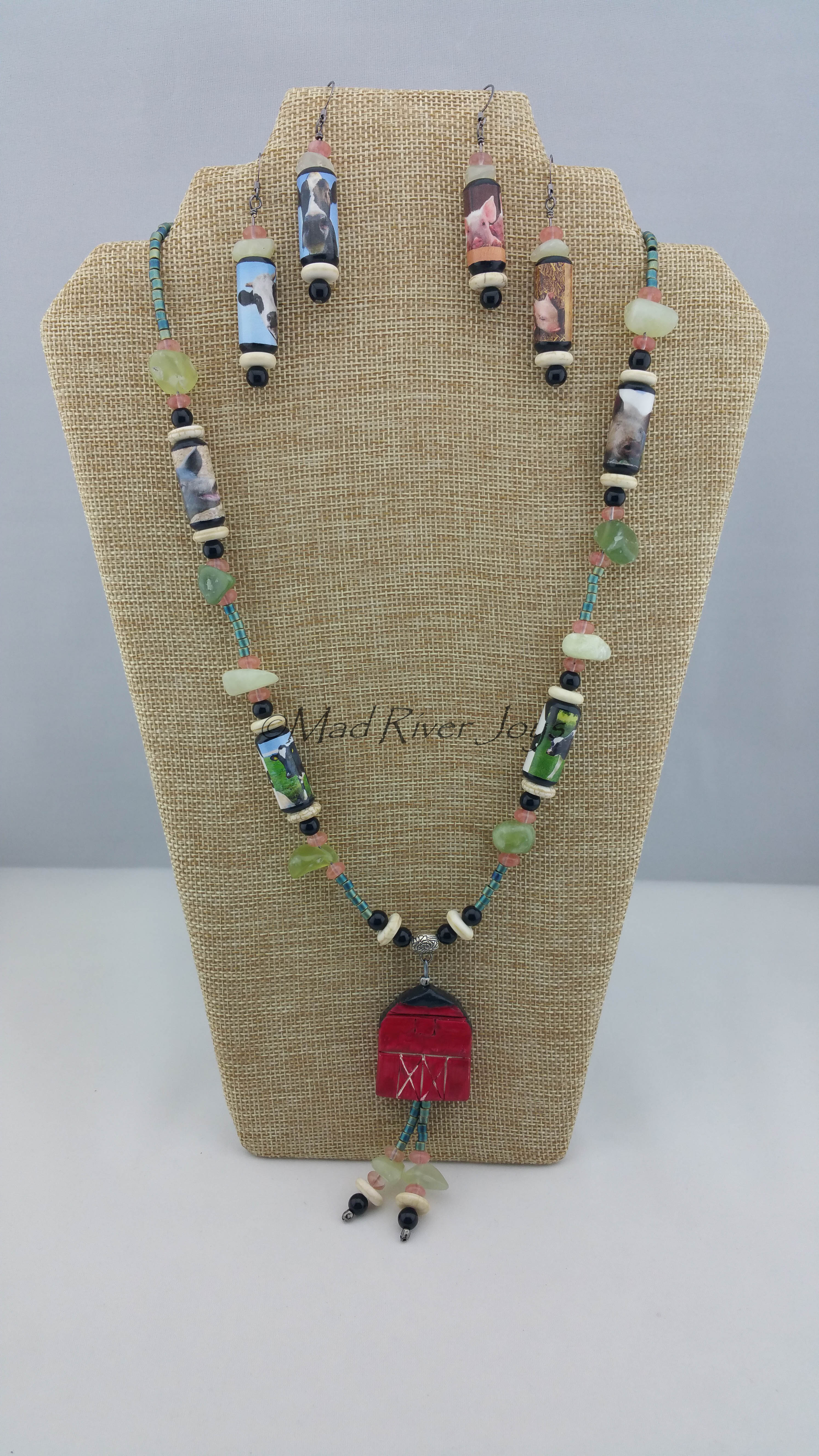 Necklace--Cow & Pig Farmyard