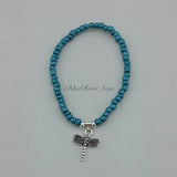 Bracelet--Stretch--Dragonfly Charm