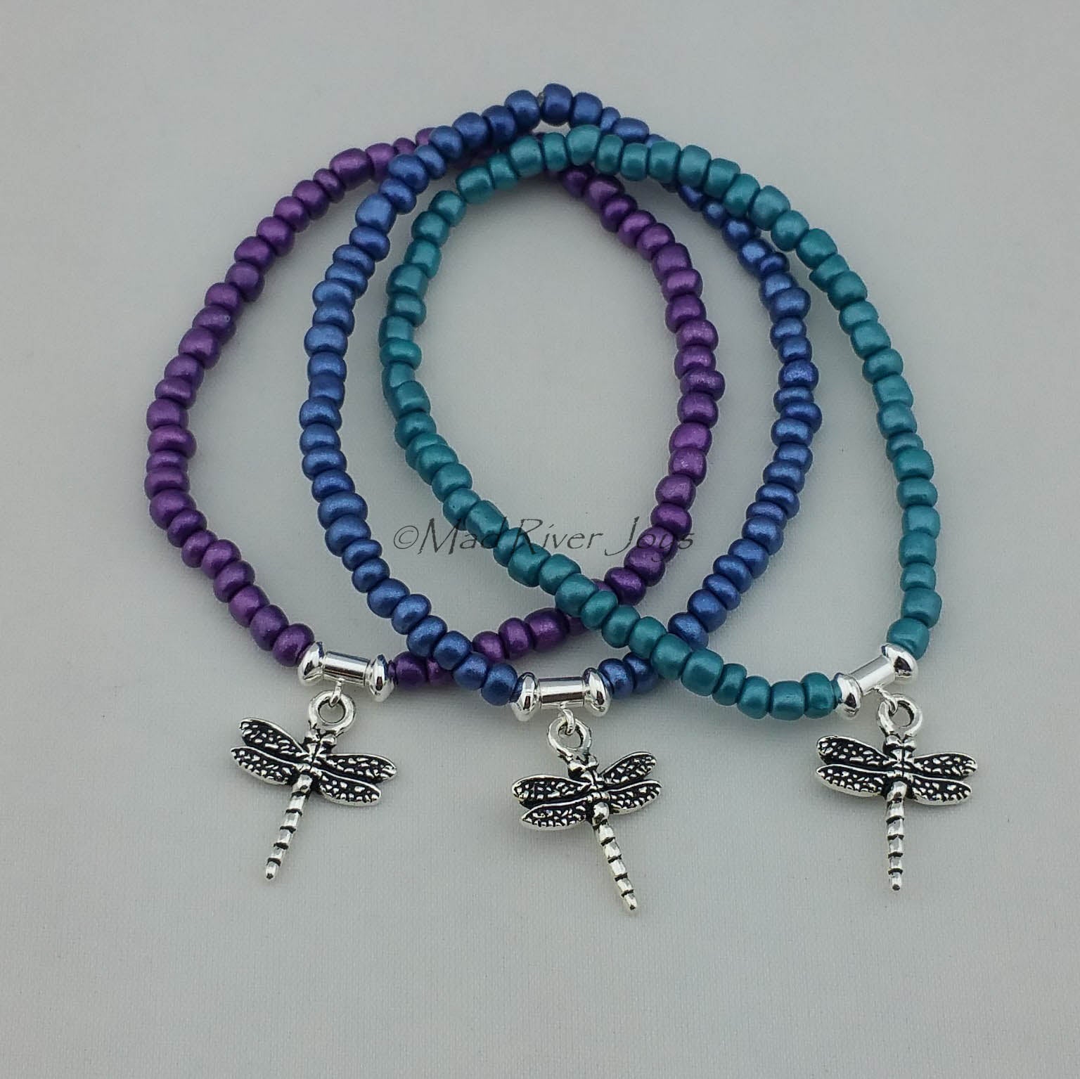 Bracelet--Stretch--Dragonfly Charm