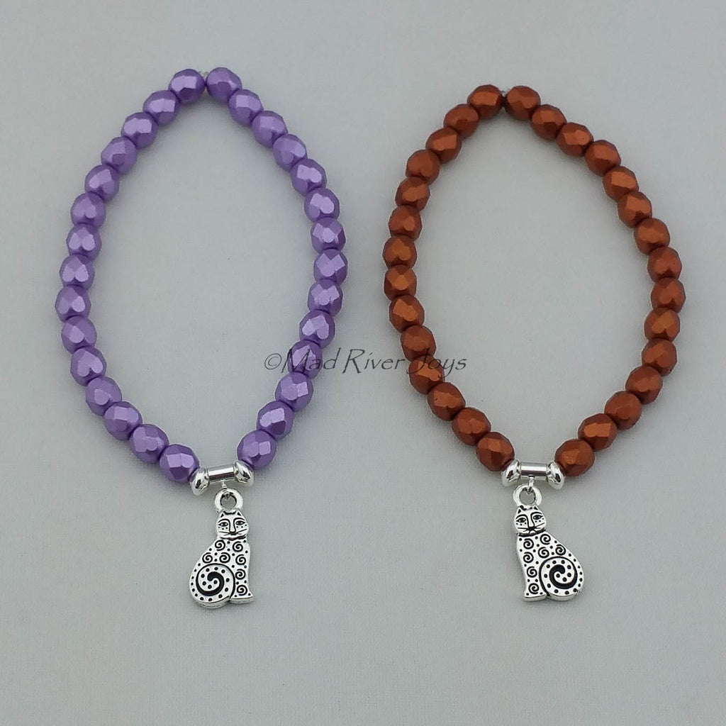 Bracelet--Stretch--Swirly Kitty
