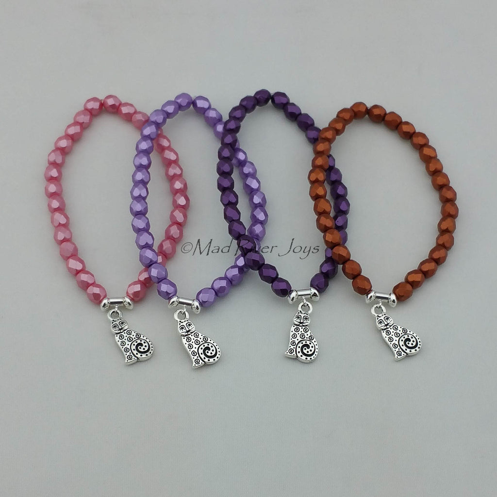 Bracelet--Stretch--Swirly Kitty