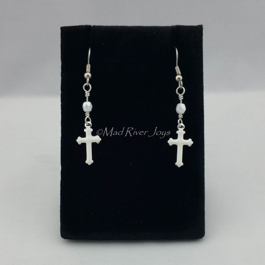 Earrings--Enamel Cross Dangles