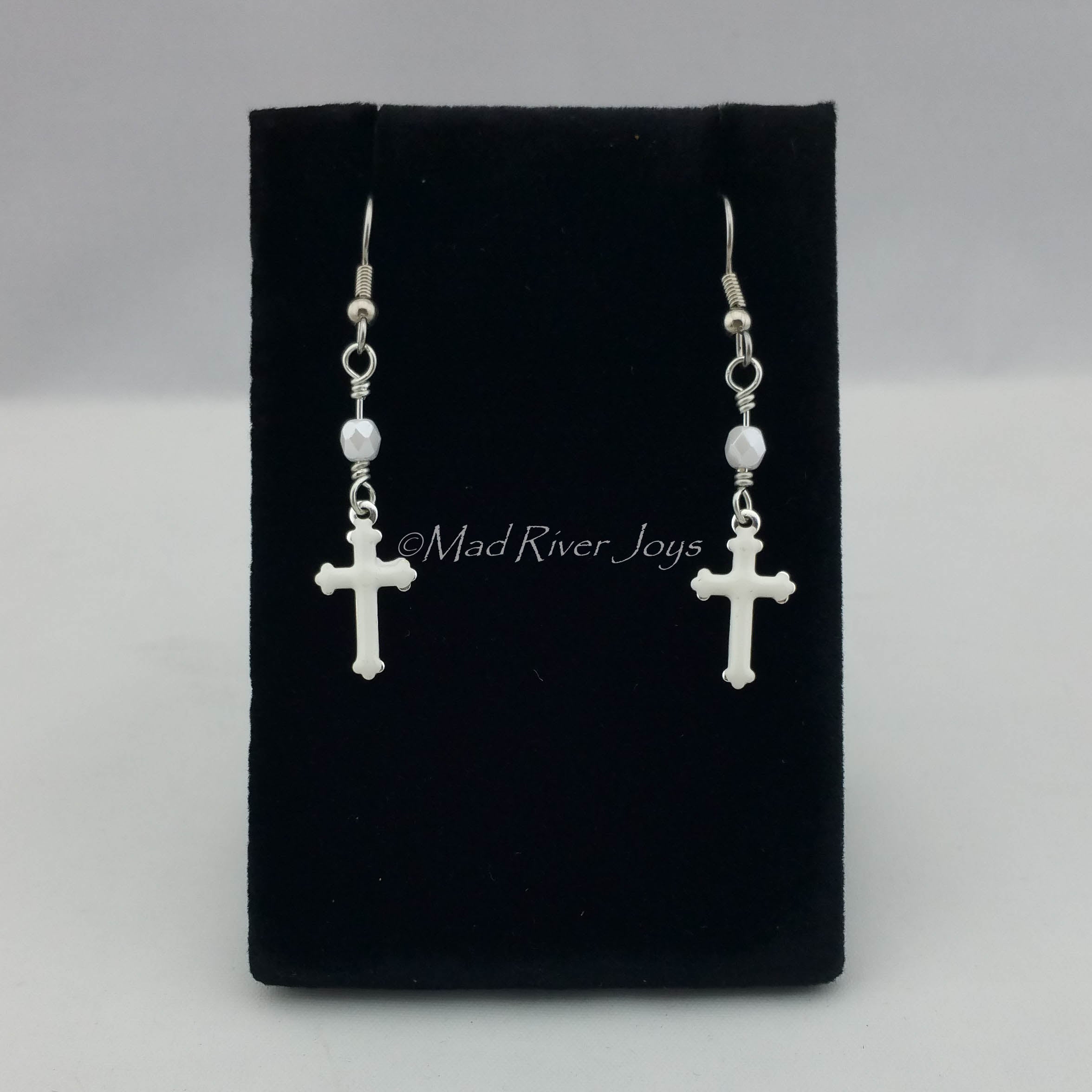 Earrings--Enamel Cross Dangles