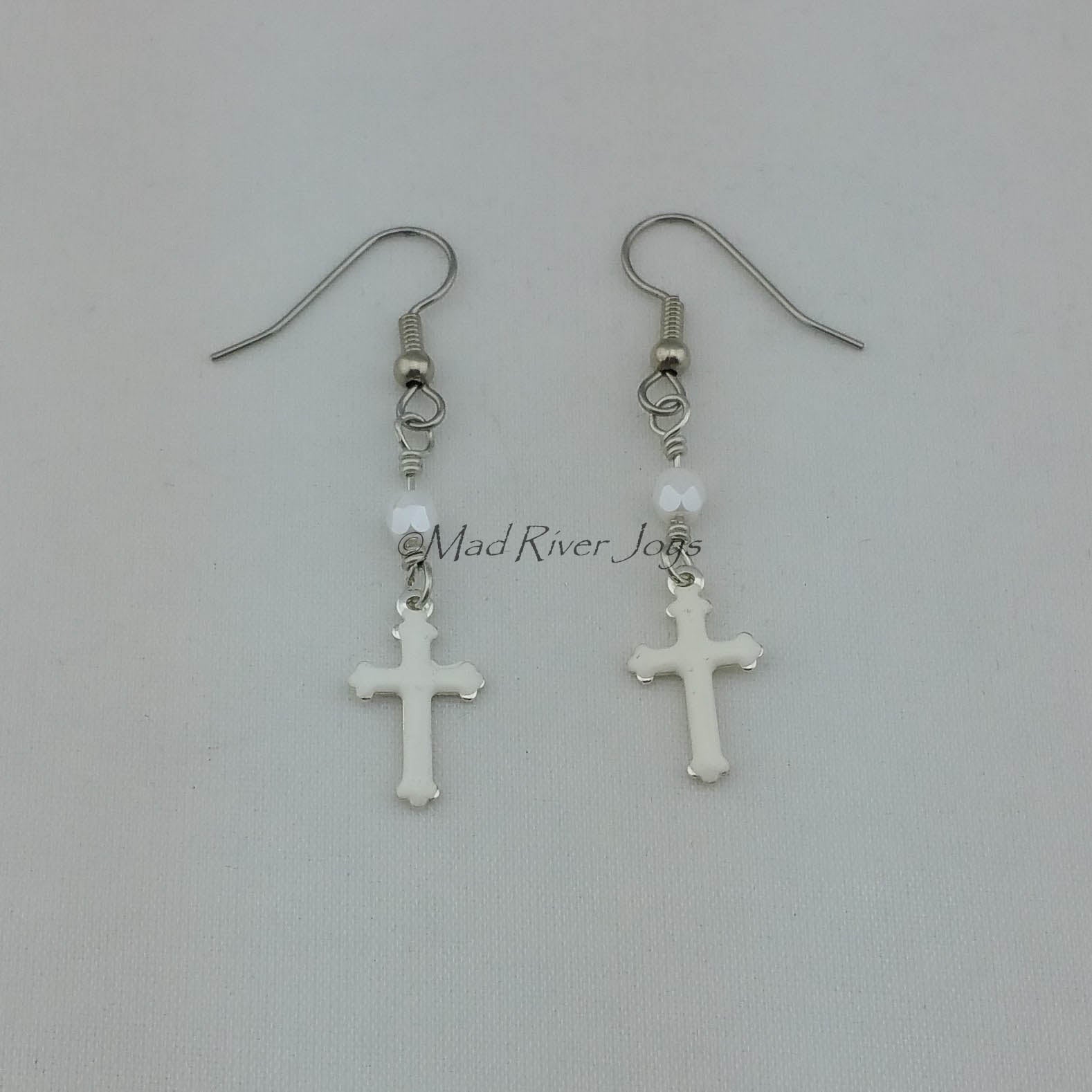 Earrings--Enamel Cross Dangles