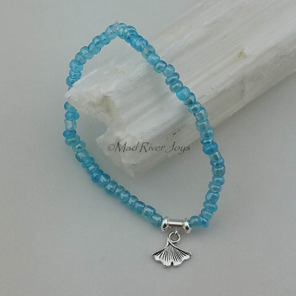 Bracelet--Stretch--Ginkgo Leaf Charm